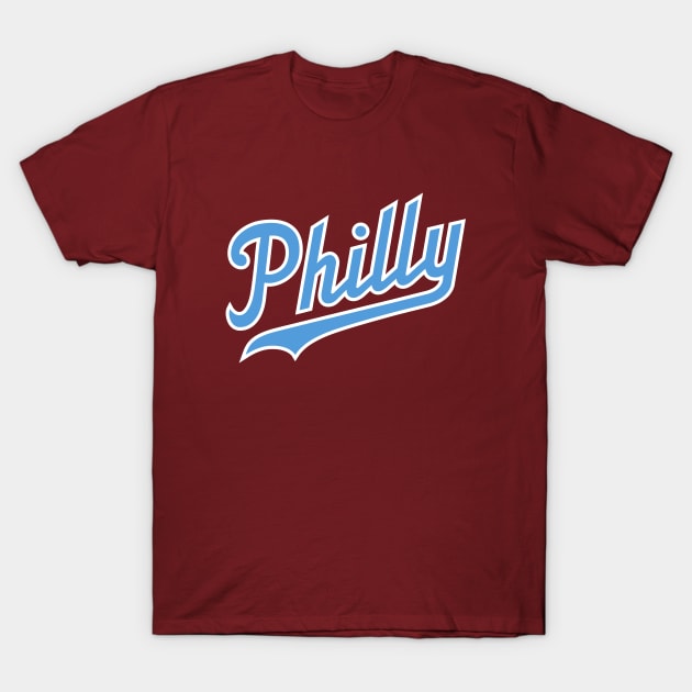 Philly Script - Burgundy T-Shirt by KFig21